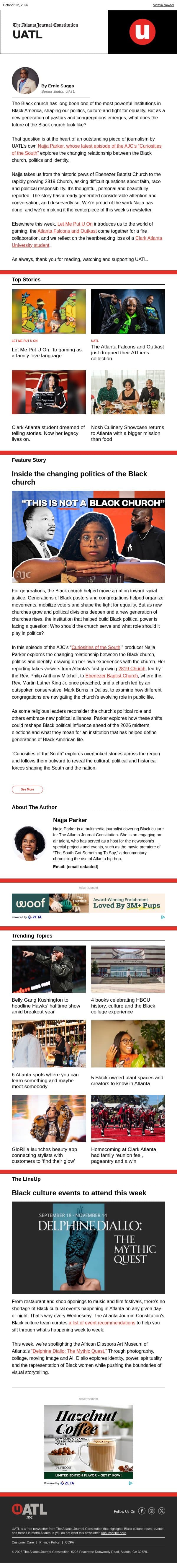 The Black church at a crossroads email from The Atlanta Journal-Constitution screenshot