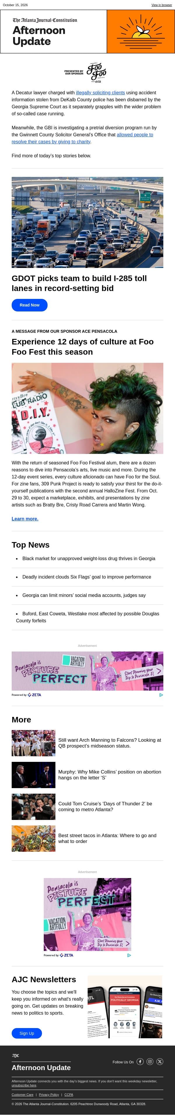 Afternoon Update: Unapproved weight loss drug openly sold in Georgia email from The Atlanta Journal-Constitution screenshot