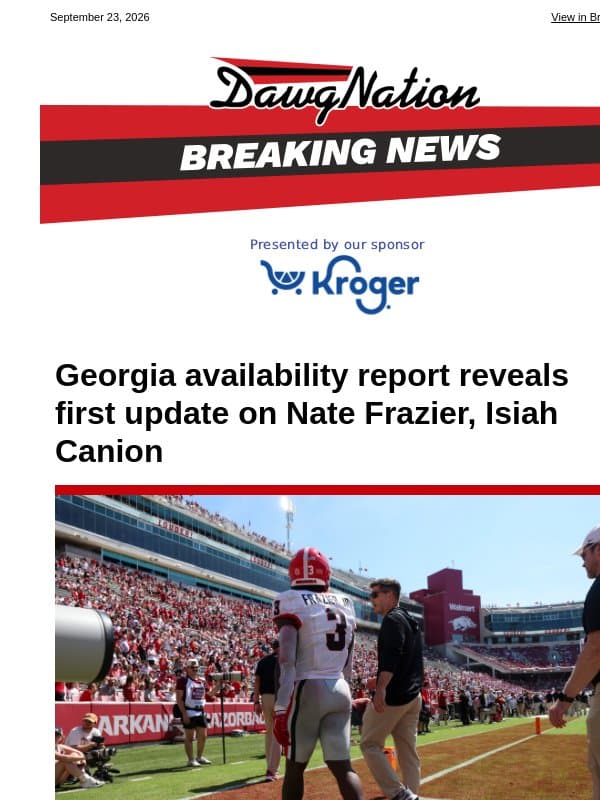 Georgia availability report reveals first update on Nate Frazier, Isiah Canion email from The Atlanta Journal-Constitution