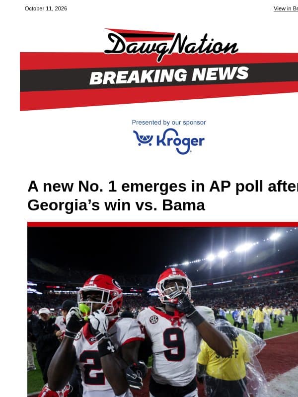 A new No. 1 emerges in AP poll after Georgia’s win vs. Bama email from The Atlanta Journal-Constitution