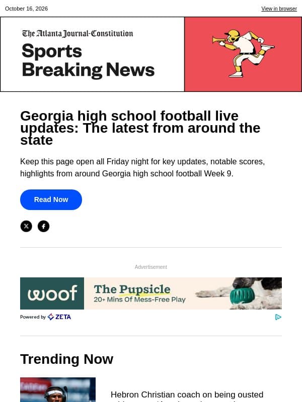 Georgia high school football live updates: The latest from around the state email from The Atlanta Journal-Constitution