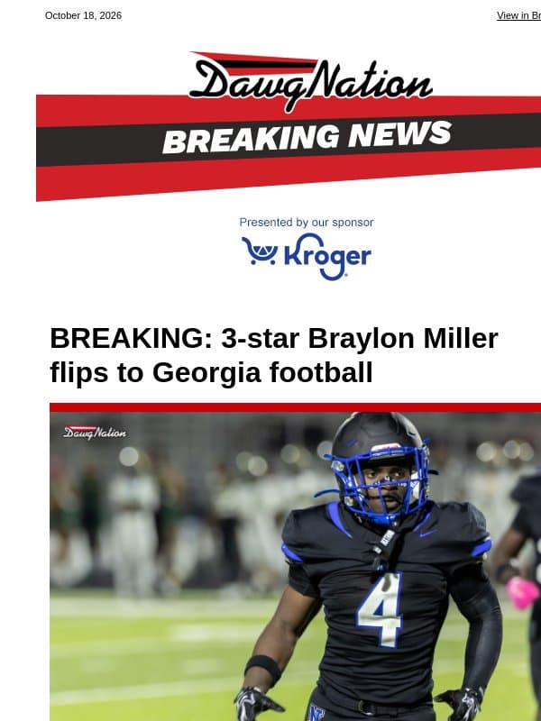 BREAKING: 3-star Braylon Miller flips to Georgia football email from The Atlanta Journal-Constitution