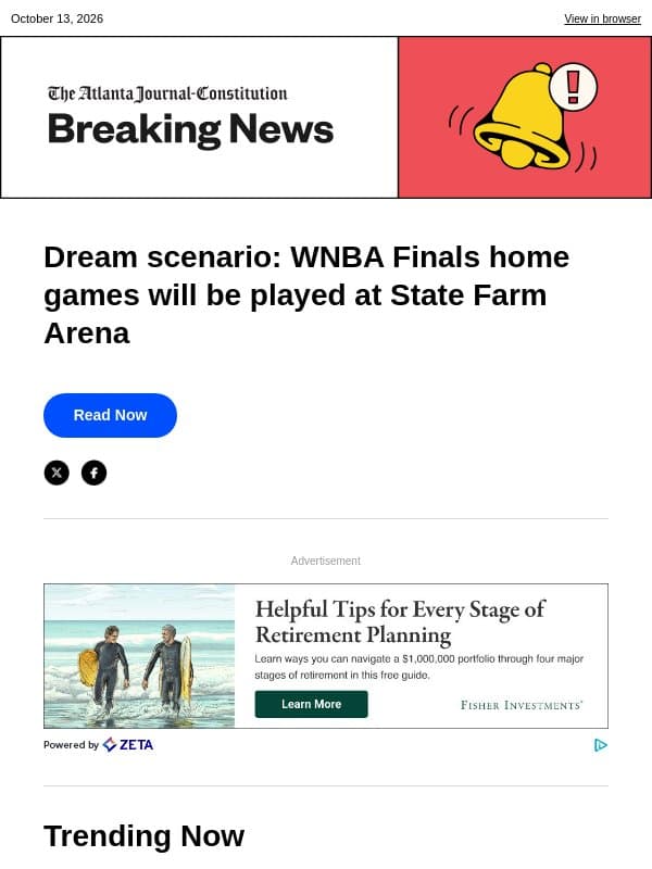 Dream scenario: WNBA Finals home games will be played at State Farm Arena email from The Atlanta Journal-Constitution