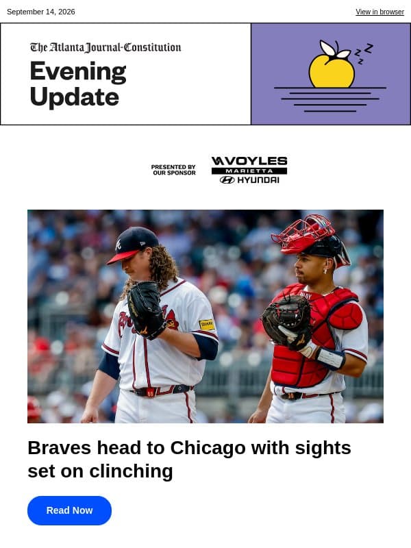 Braves head to Chicago with sights set on clinching email from The Atlanta Journal-Constitution