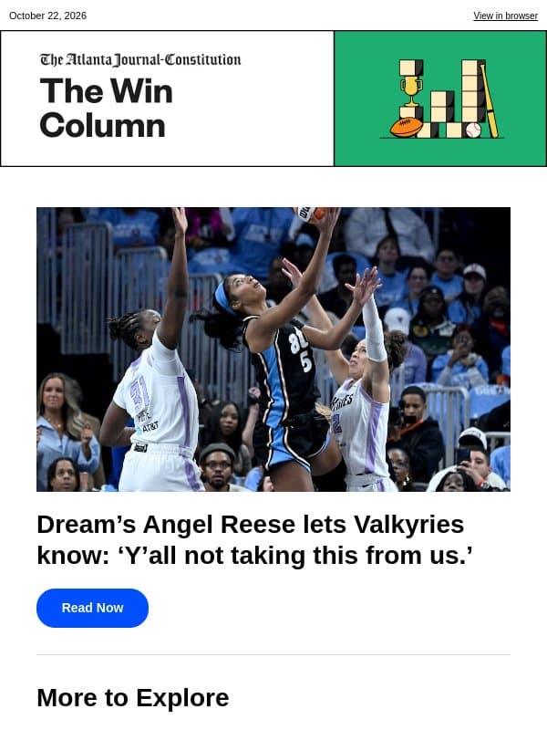 Two down, two to go email from The Atlanta Journal-Constitution