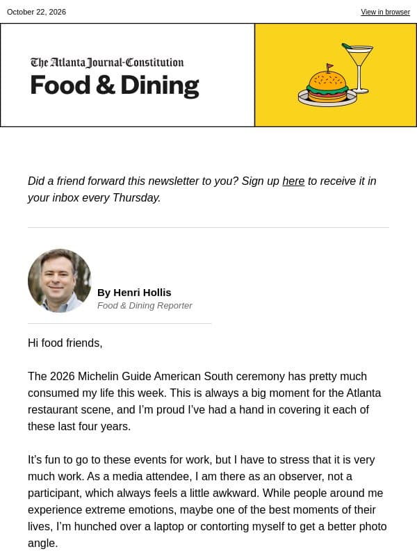 Behind the scenes at the Michelin Guide ceremony email from The Atlanta Journal-Constitution