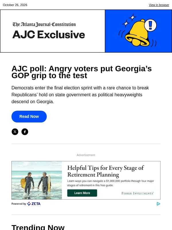 AJC poll: Angry voters put Georgia’s GOP grip to the test email from The Atlanta Journal-Constitution