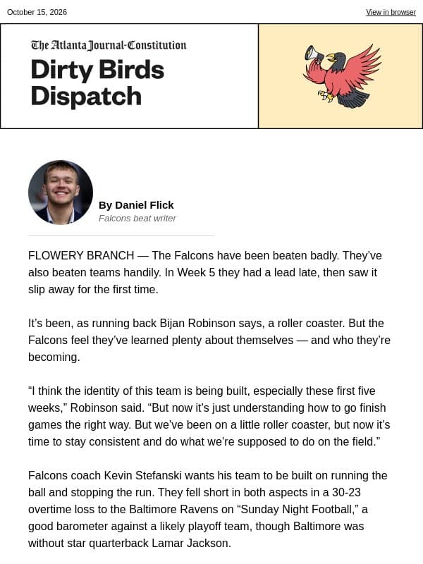 Dirty Birds Dispatch: Penix poised to start vs. Bears email from The Atlanta Journal-Constitution