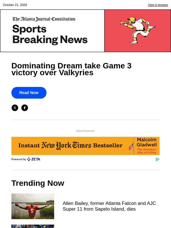 Dominating Dream take Game 3 victory over Valkyries email from The Atlanta Journal-Constitution