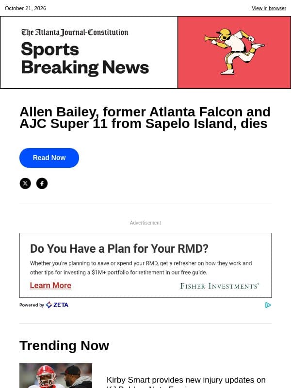 Allen Bailey, former Atlanta Falcon and AJC Super 11 from Sapelo Island, dies email from The Atlanta Journal-Constitution