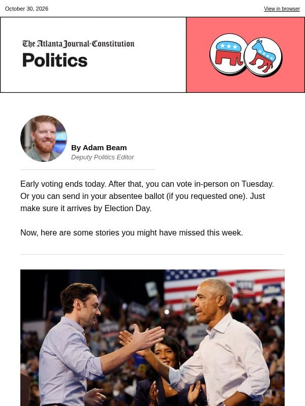 Today’s the last day to vote early email from The Atlanta Journal-Constitution