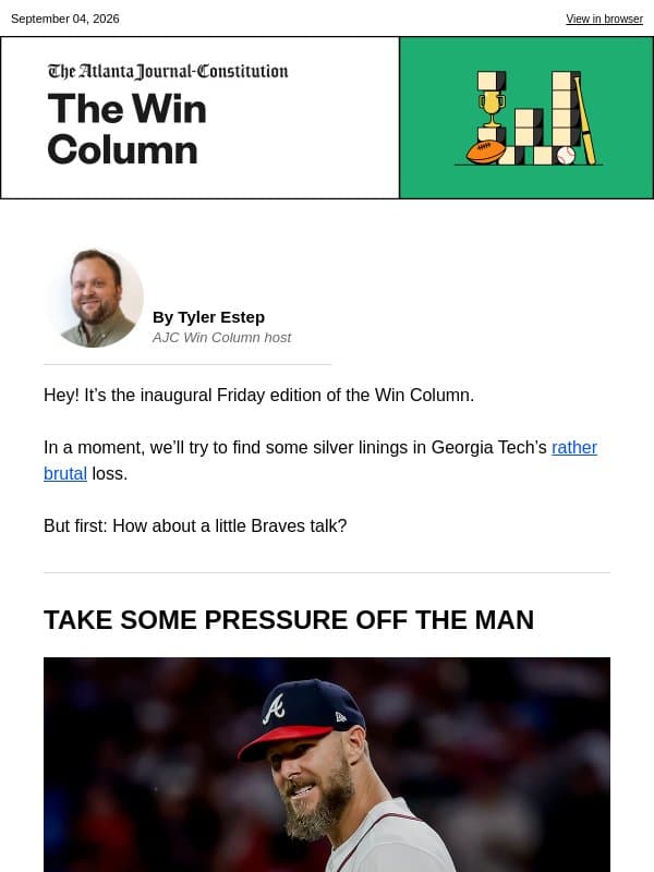 The Win Column: Do it for Chris email from The Atlanta Journal-Constitution