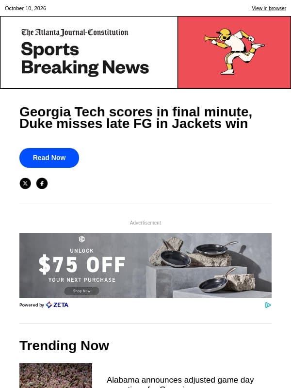 Georgia Tech scores in final minute, Duke misses late FG in Jackets win email from The Atlanta Journal-Constitution