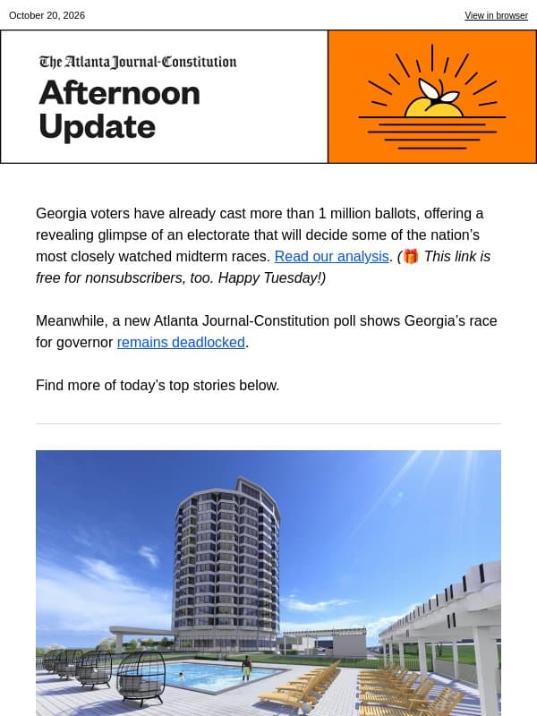 Afternoon Update: Developer lays out vision for abandoned I-285 tower email from The Atlanta Journal-Constitution