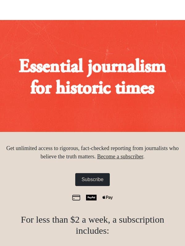 Truth is power. Subscribe for less than $2 a week. email from The Atlantic