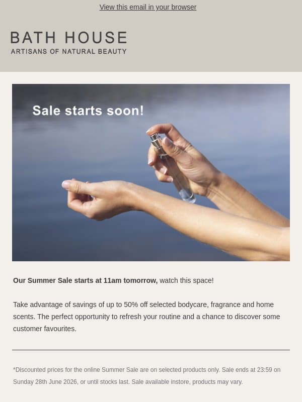 Coming Soon | Summer Sale email from The Bath House
