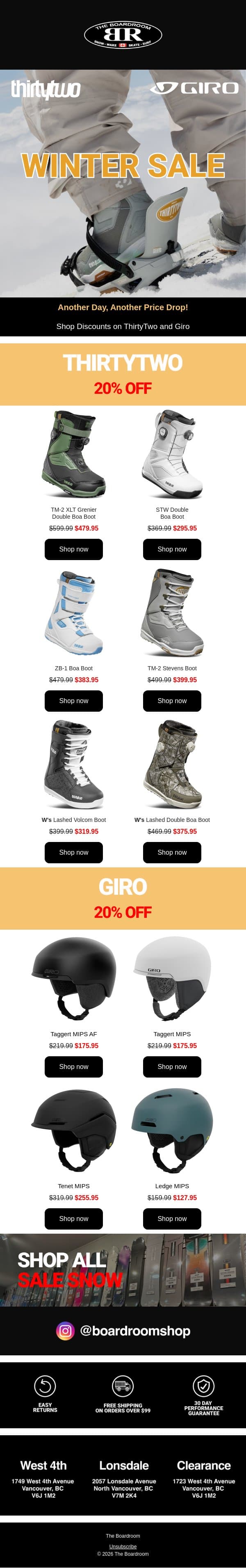 🚨 New Markdowns! email from The Boardroom screenshot