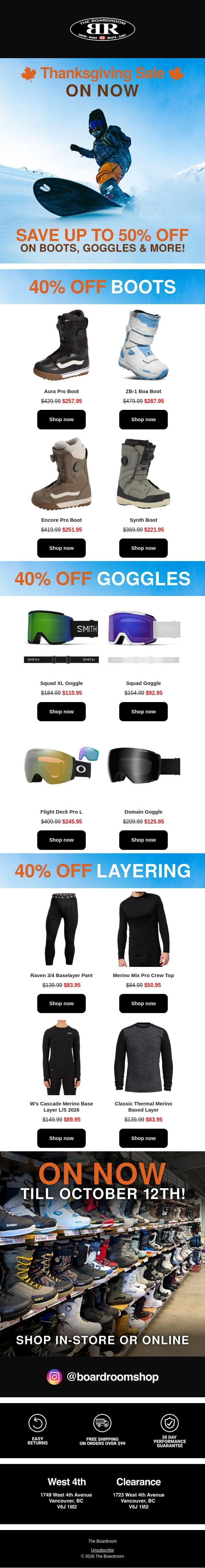 Winter Is Coming! Save Up To 50% email from The Boardroom screenshot