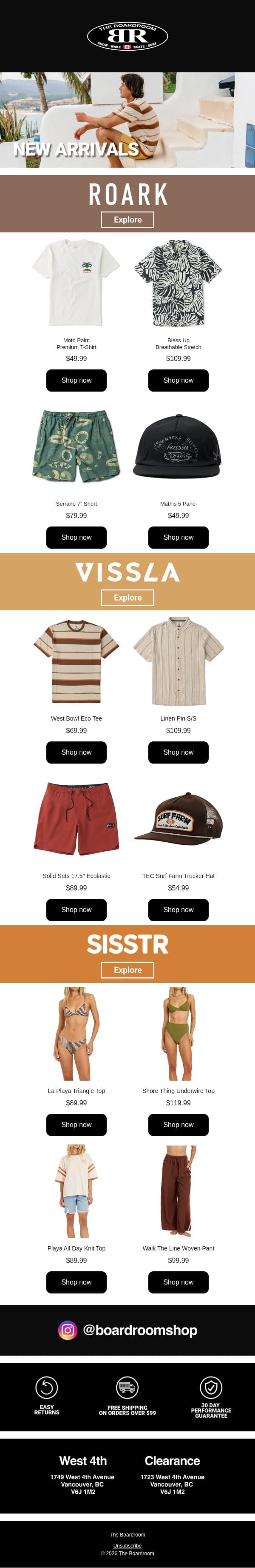 🌼 Spring Arrivals email from The Boardroom screenshot