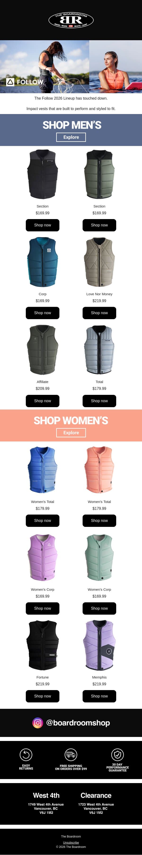 FOLLOW VESTS email from The Boardroom screenshot
