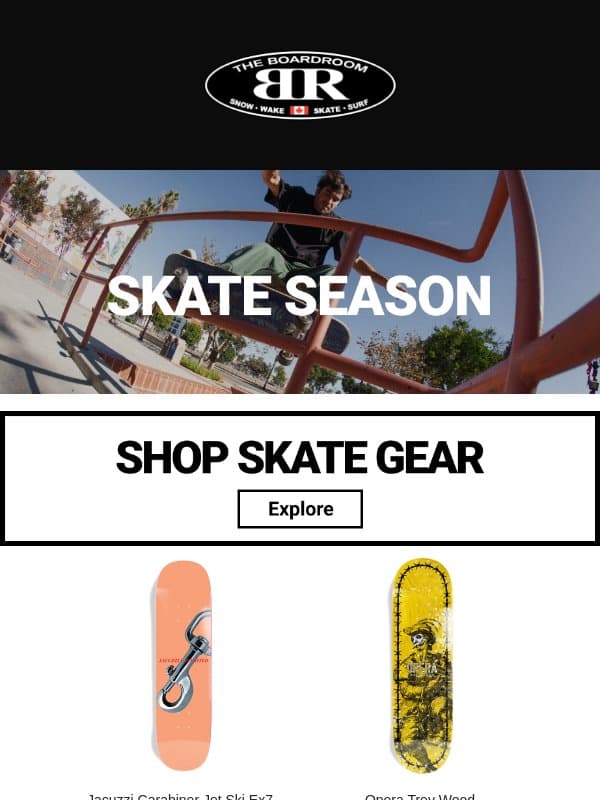 Skate Season Has Returned! email from The Boardroom