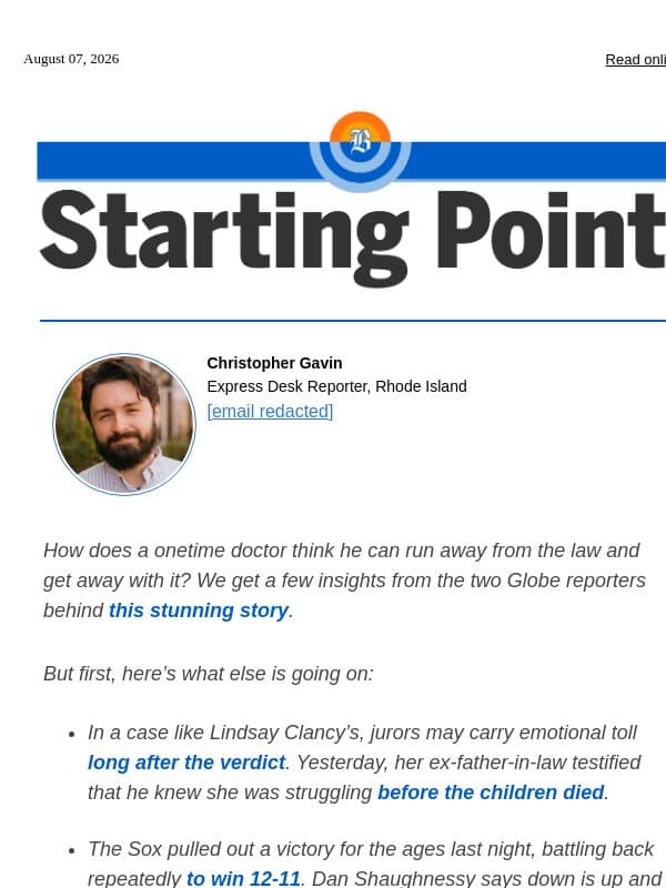 Starting Point: The runaway doctor email from The Boston Globe