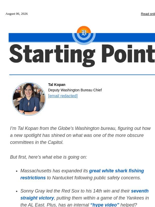 Starting Point: New fear in Congress email from The Boston Globe
