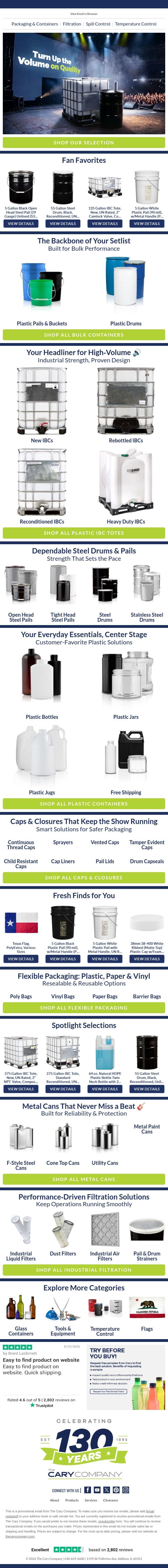 Backstage Access to Better Packaging 🎫 email from The Cary Company screenshot