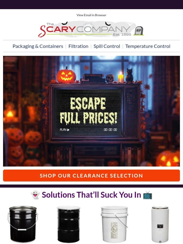 It’s HEEERE! Clearance So Good It’s Scary email from The Cary Company