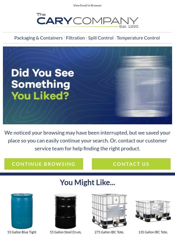Need help finding something? email from The Cary Company