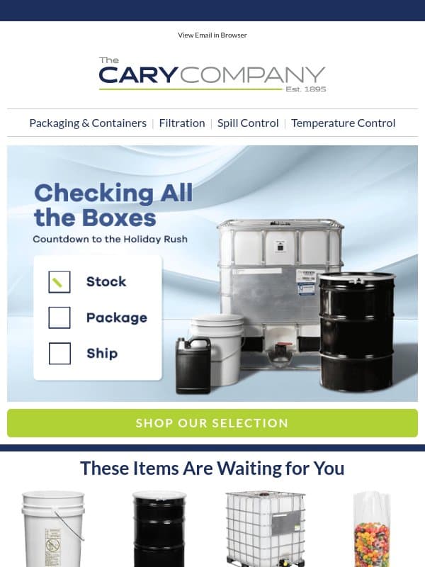 Kickstart Your Seasonal Packaging email from The Cary Company