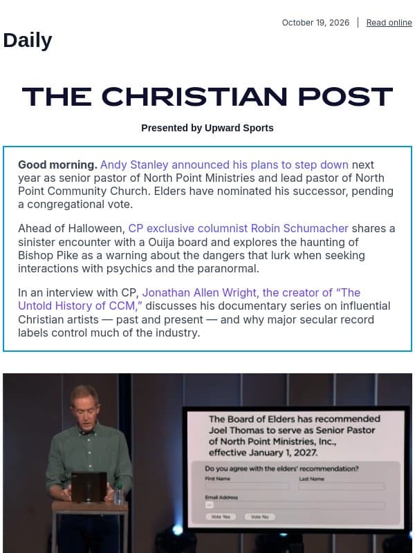 Andy Stanley to step down as head of North Point Community Church email from The Christian Post
