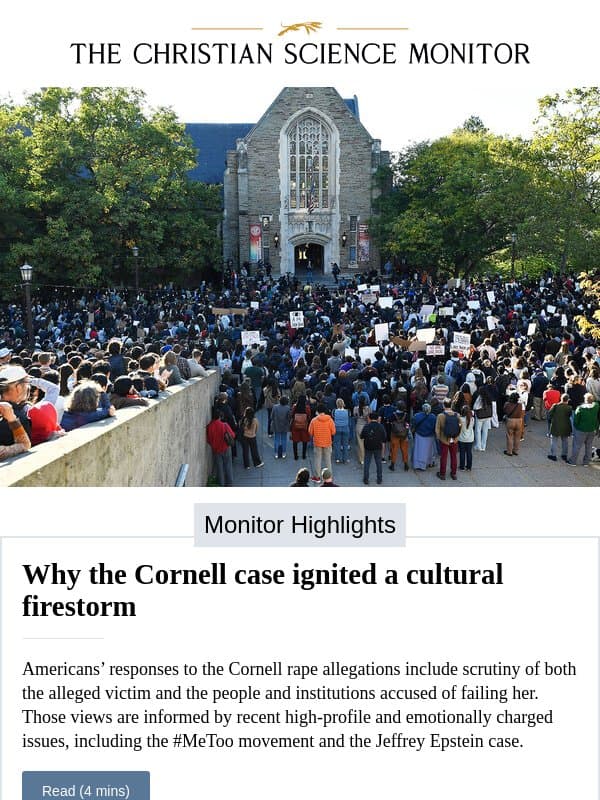 Why the Cornell case ignited a cultural firestorm email from The Christian Science Monitor