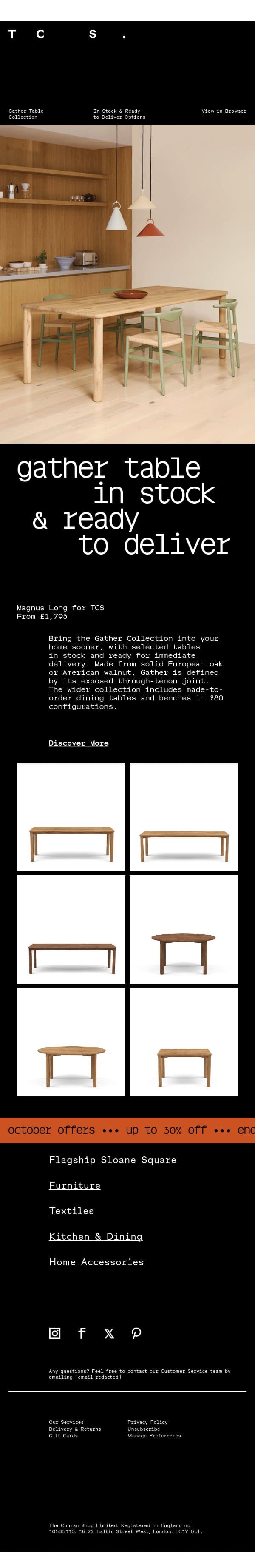 Gather Table Collection email from The Conran Shop screenshot