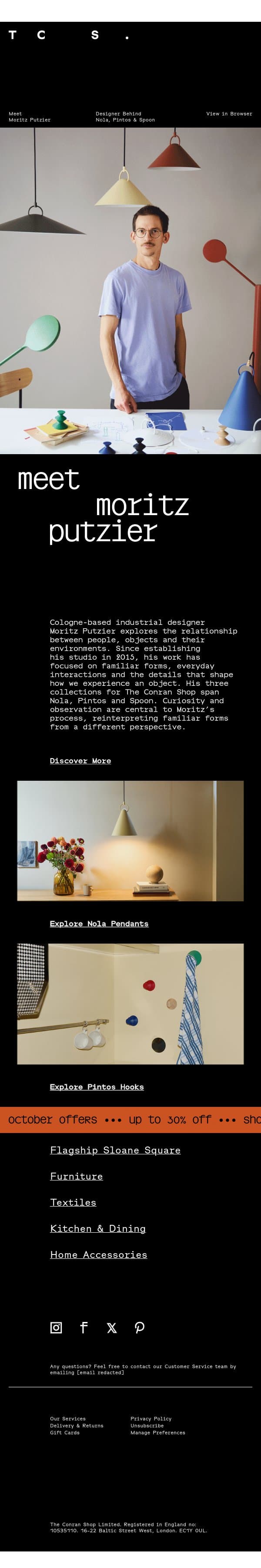 Meet Moritz Putzier email from The Conran Shop screenshot
