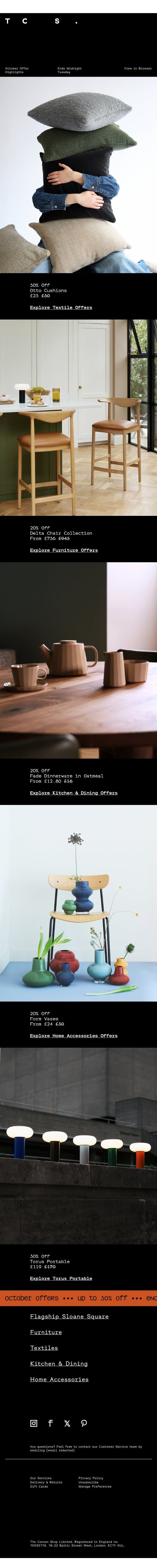 October Offer Highlights email from The Conran Shop screenshot