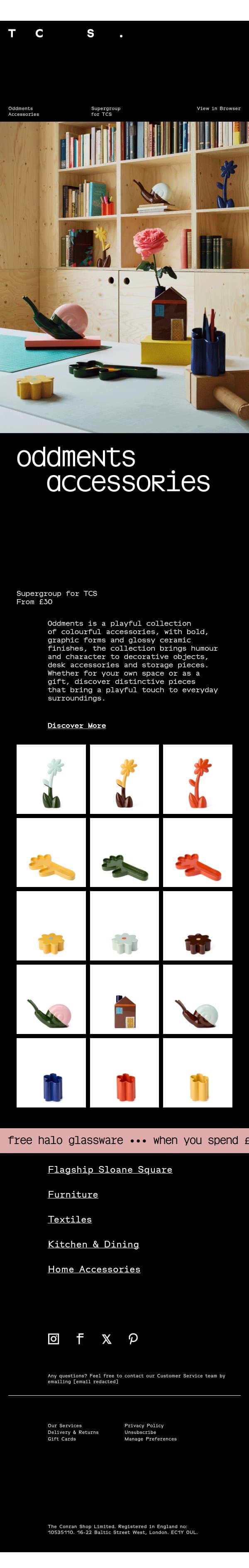 Oddments Accessories email from The Conran Shop screenshot