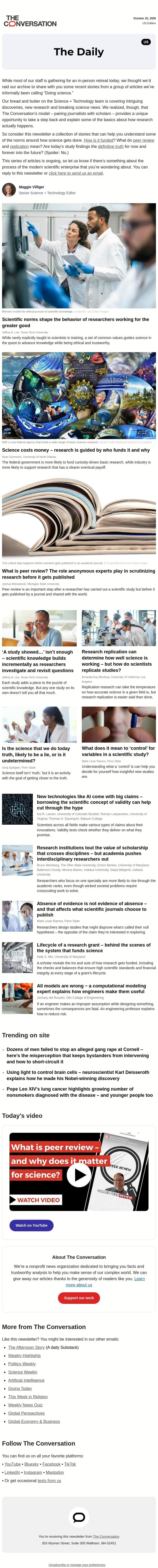How science is done, explained by scientists email from The Conversation screenshot