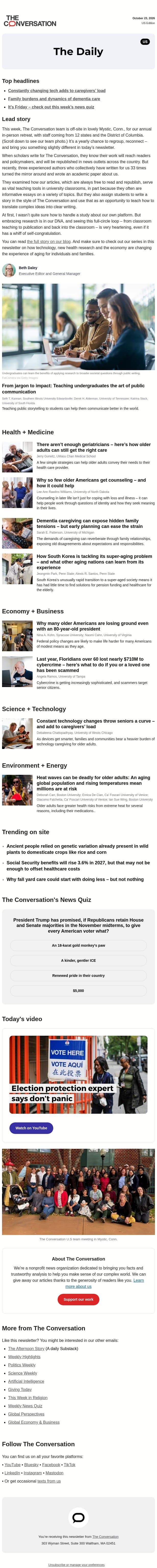 Why college students read our articles, too email from The Conversation screenshot