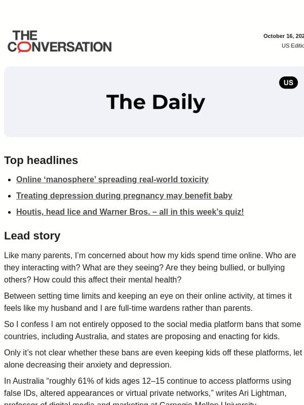 Social media bans are flawed – what might work? email from The Conversation