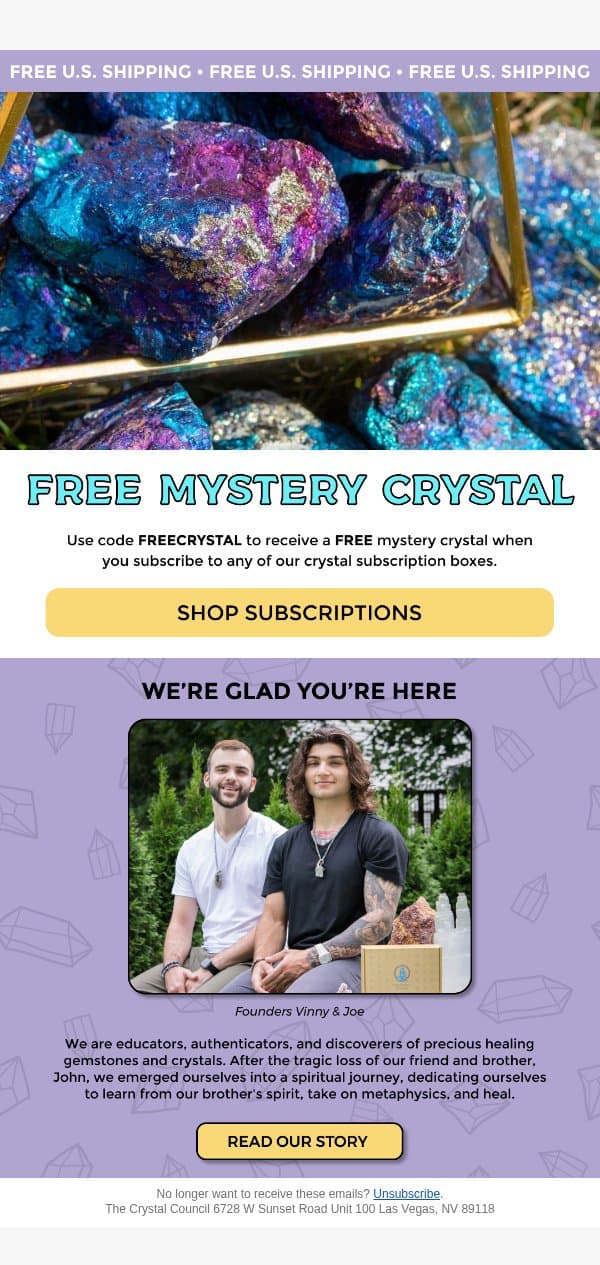 Subscribe for a FREE Crystal Gift! π email from The Crystal Council screenshot