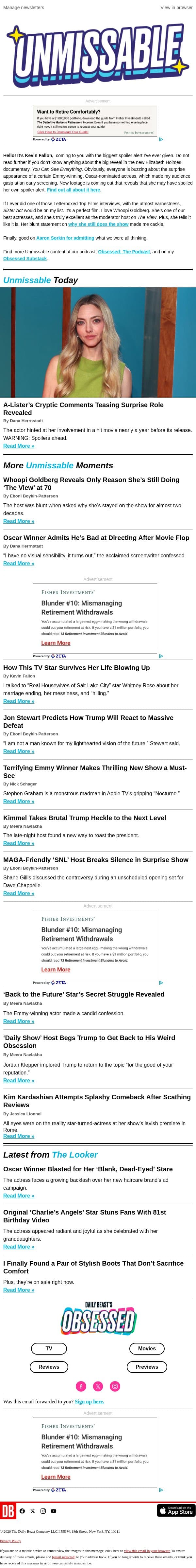 A-Lister’s Cryptic Comments Teasing Surprise Role Revealed email from The Daily Beast screenshot