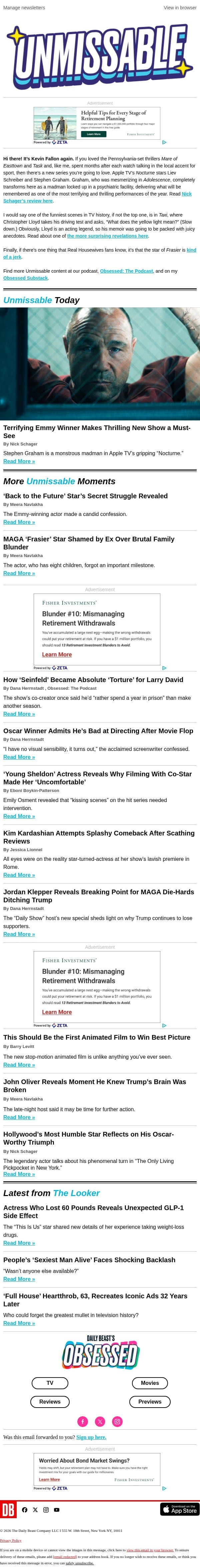 Terrifying Emmy Winner Makes Thrilling New Show a Must-See email from The Daily Beast screenshot