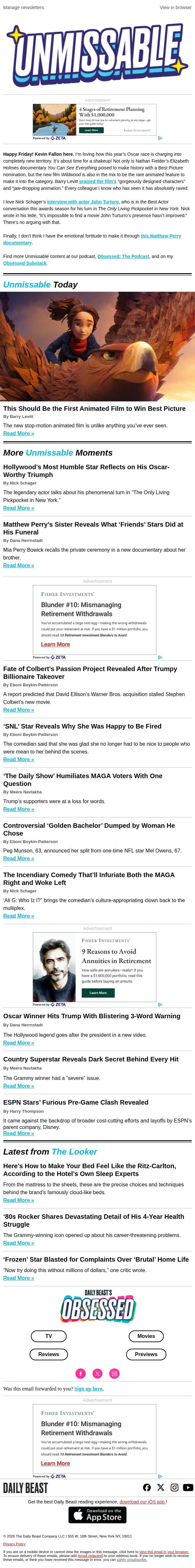 This Should Be the First Animated Film to Win Best Picture email from The Daily Beast screenshot