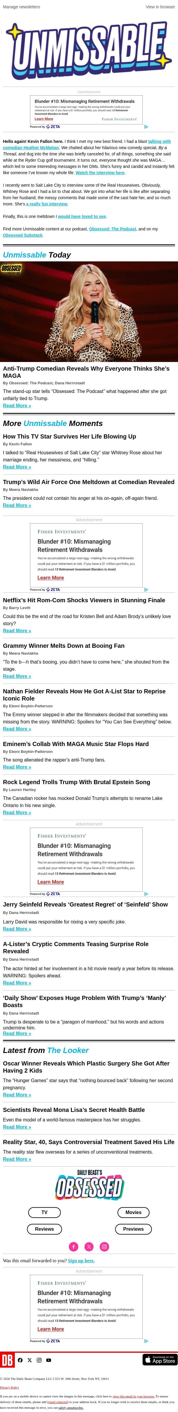 Anti-Trump Comedian Reveals Why Everyone Thinks She’s MAGA email from The Daily Beast screenshot