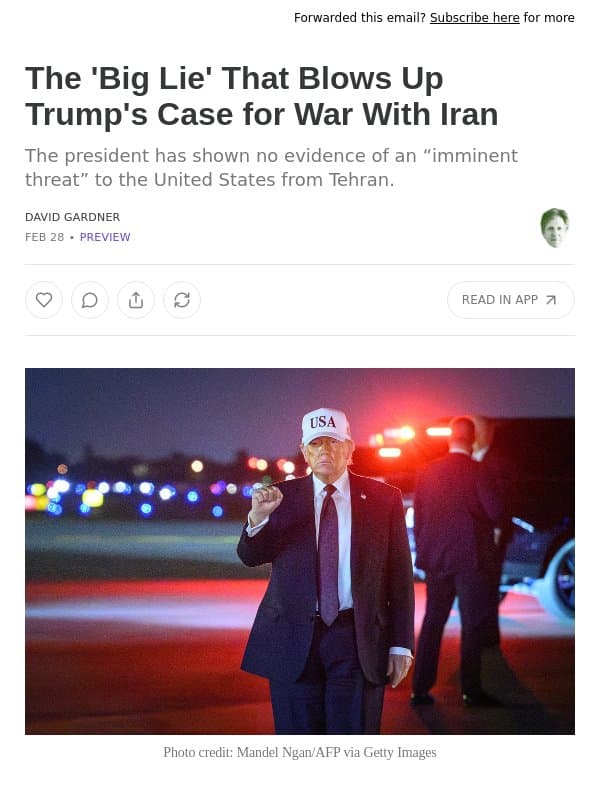 The 'Big Lie' That Blows Up Trump's Case for War With Iran email from The Daily Beast