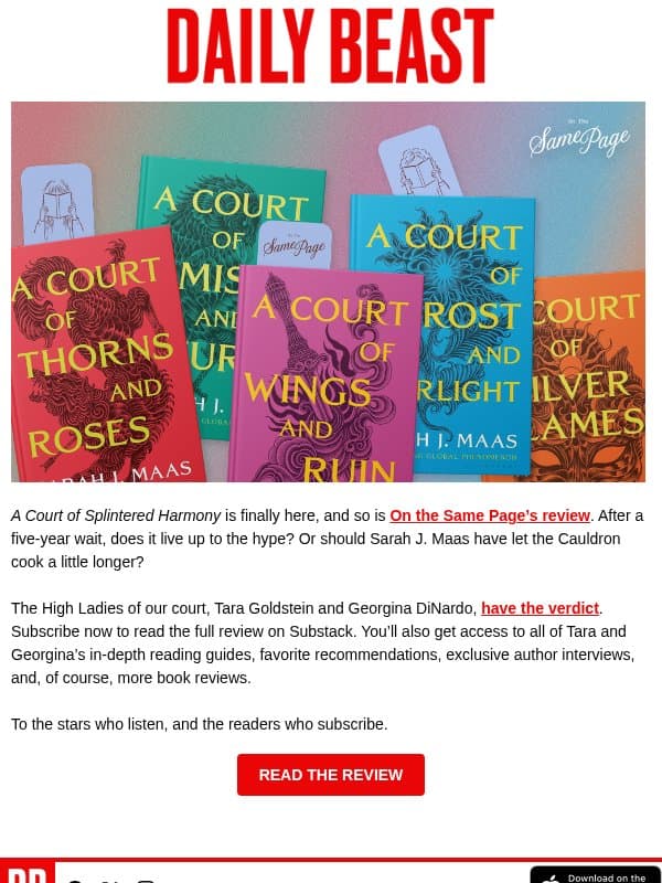 Was “A Court of Splintered Harmony” worth the wait? email from The Daily Beast