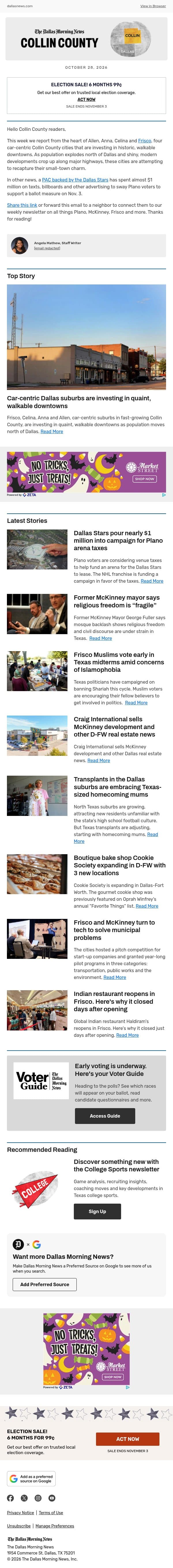 Dallas Stars spend nearly $1M on Plano campaign π email from The Dallas Morning News screenshot