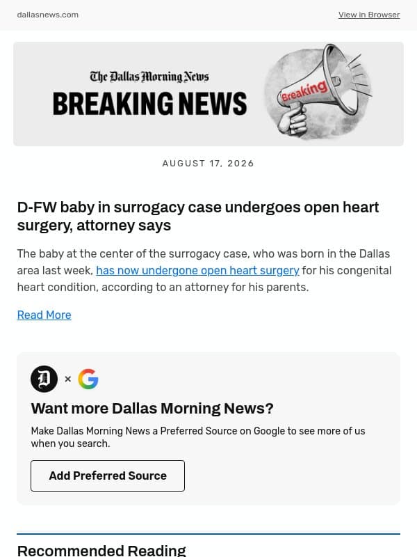 D-FW baby in surrogacy case undergoes open heart surgery, attorney says email from The Dallas Morning News