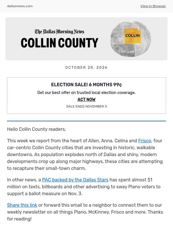 Dallas Stars spend nearly $1M on Plano campaign 🏒 email from The Dallas Morning News
